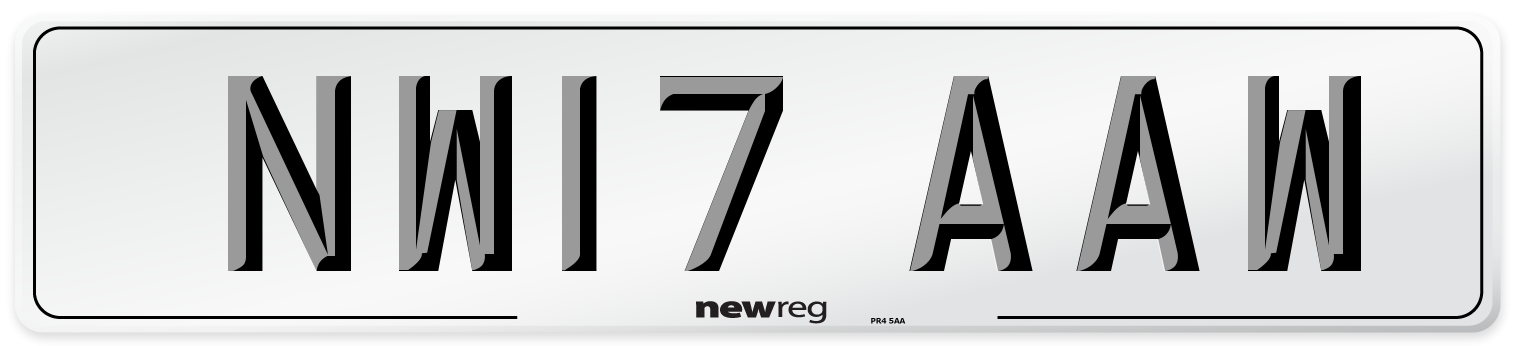 NW17 AAW Number Plate from New Reg